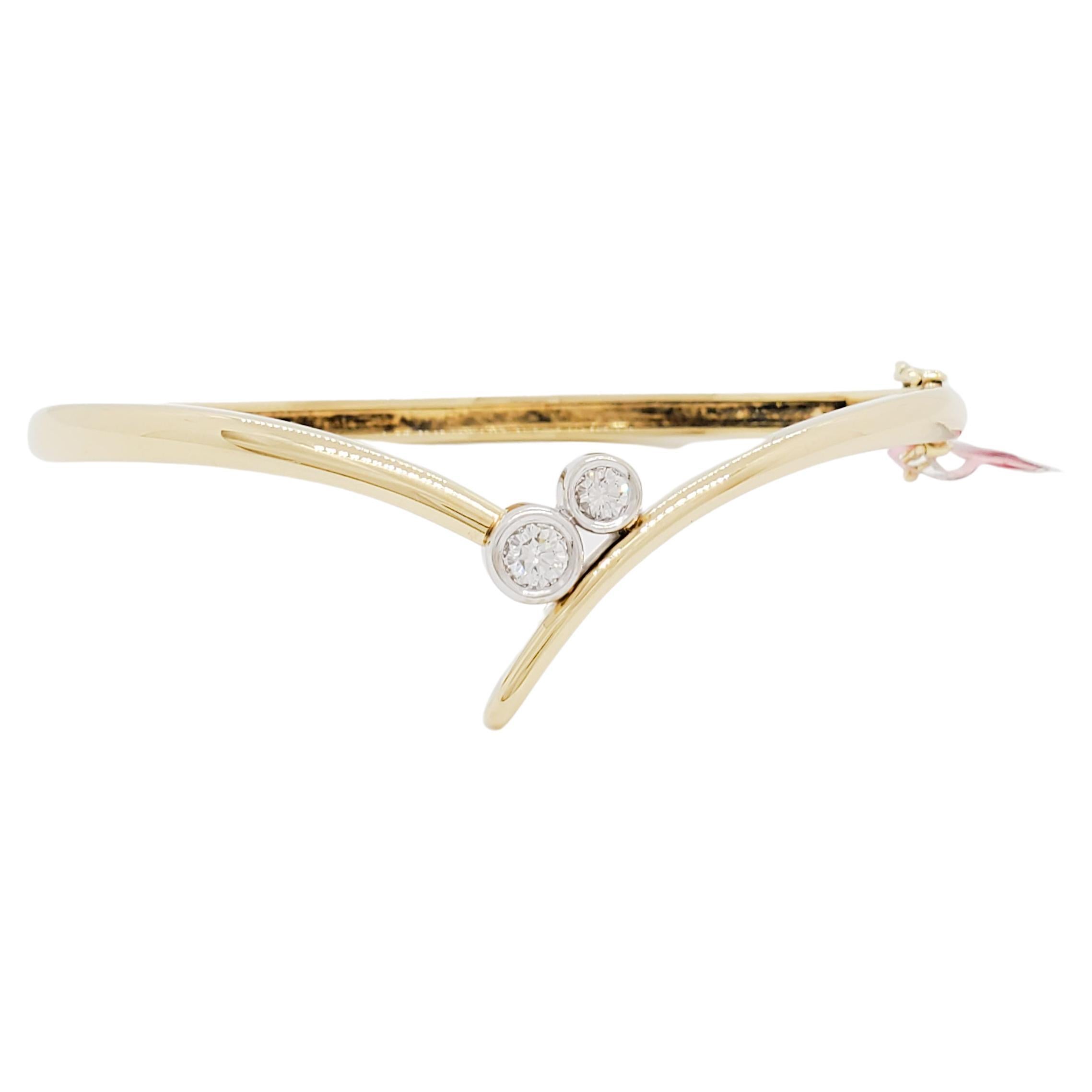White Diamond and 18k Yellow and White Gold Bangle For Sale