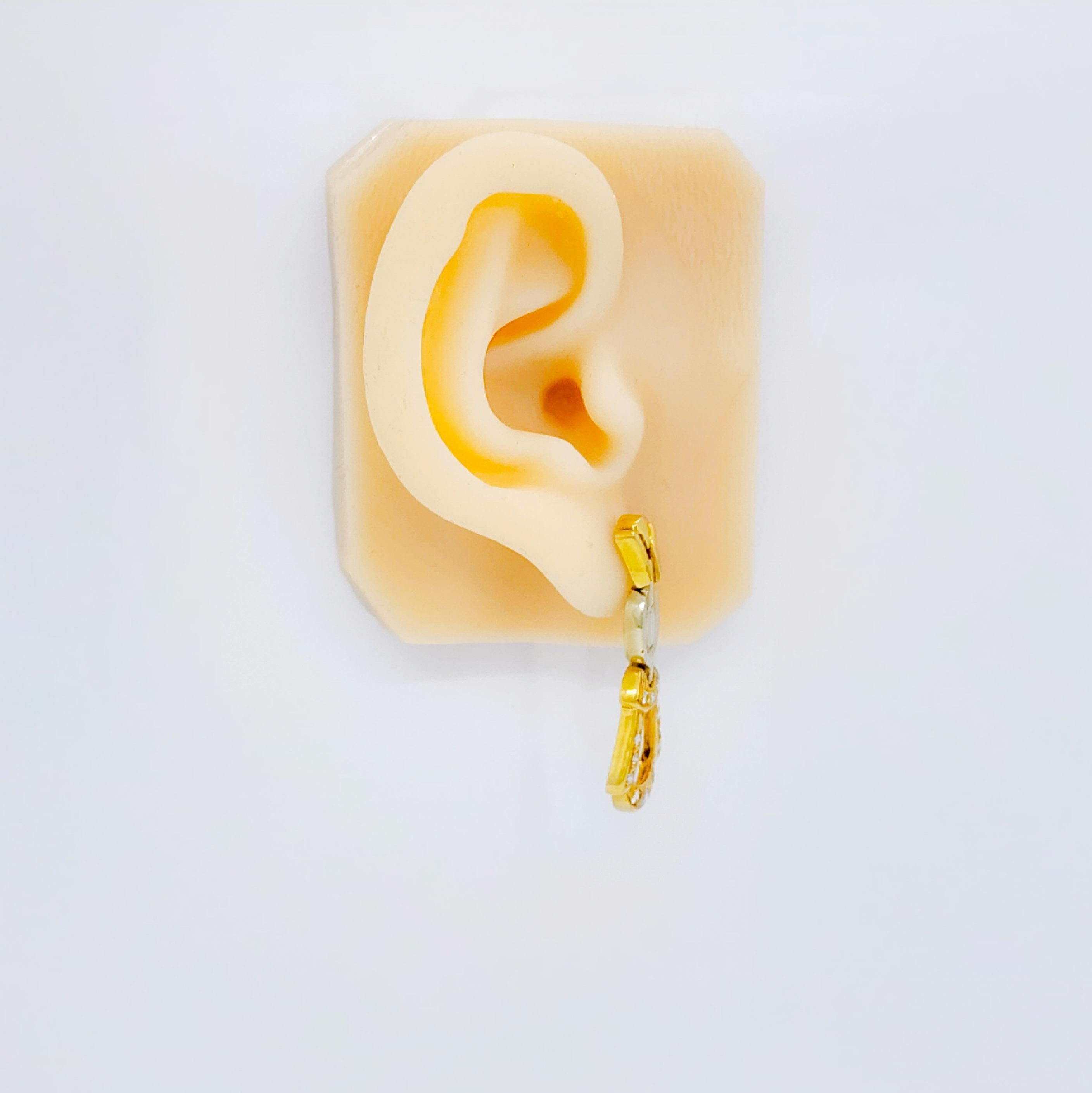 Boucles d'oreilles pendantes en or jaune 18k et diamant blanc Neuf - En vente à Los Angeles, CA