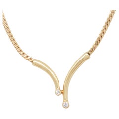 White Diamond and 18k Yellow Gold Necklace