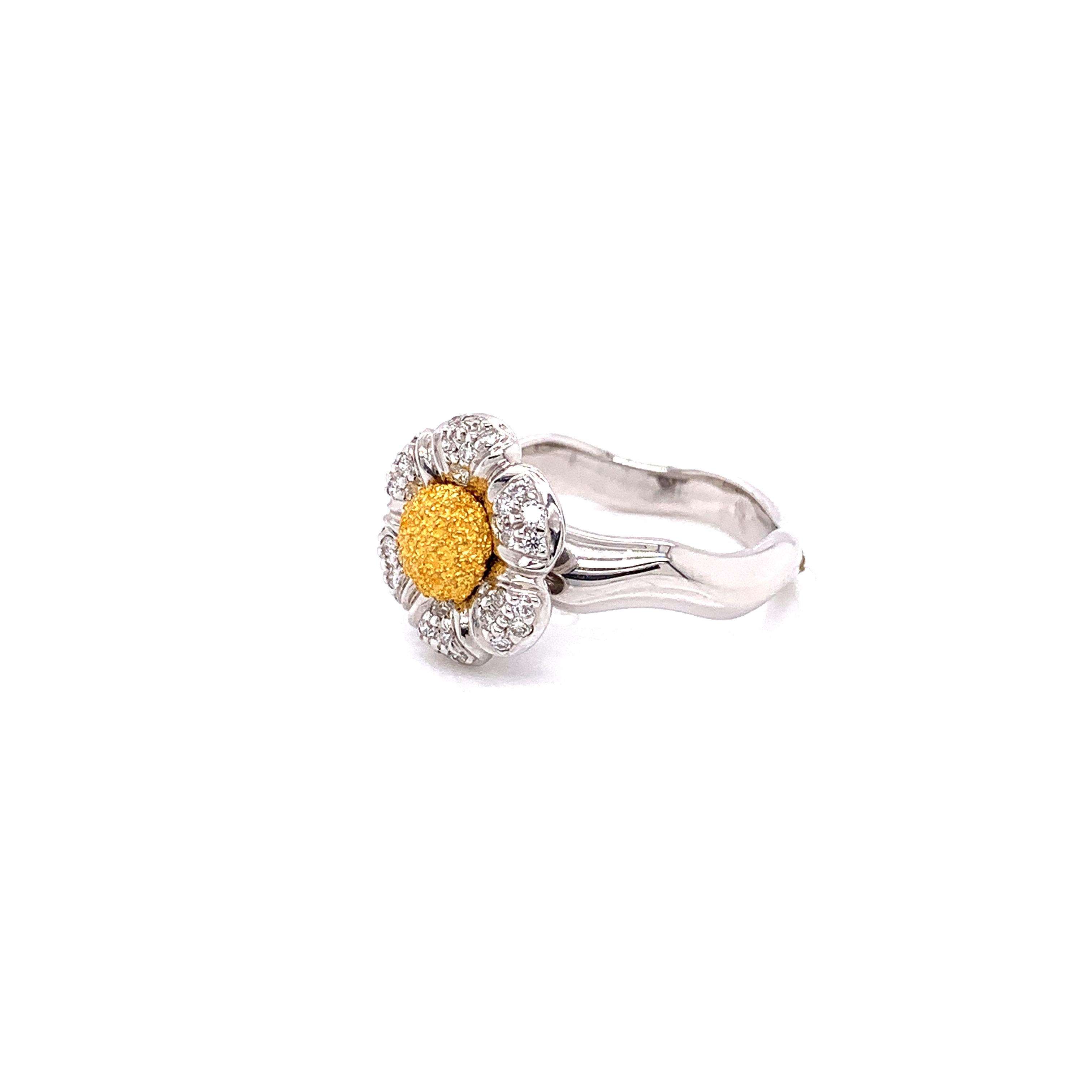 Contemporary Diamond and 18 K Yellow Gold and White Platinum  