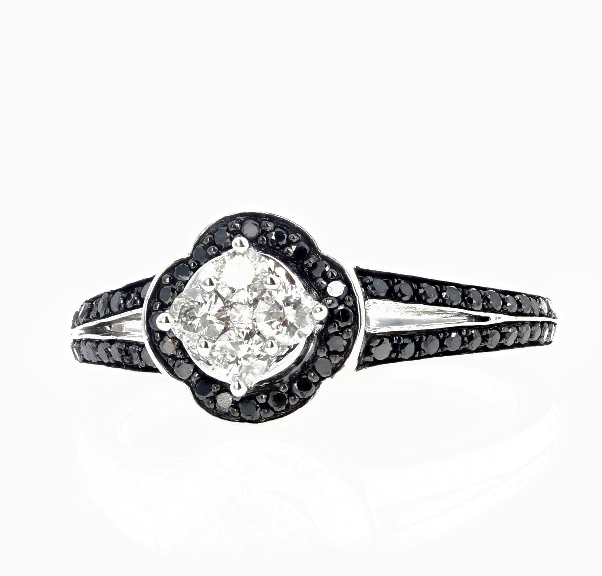 Mixed Cut Gemjunky Dalmation White Diamond & Black Diamond Engagement Ring
