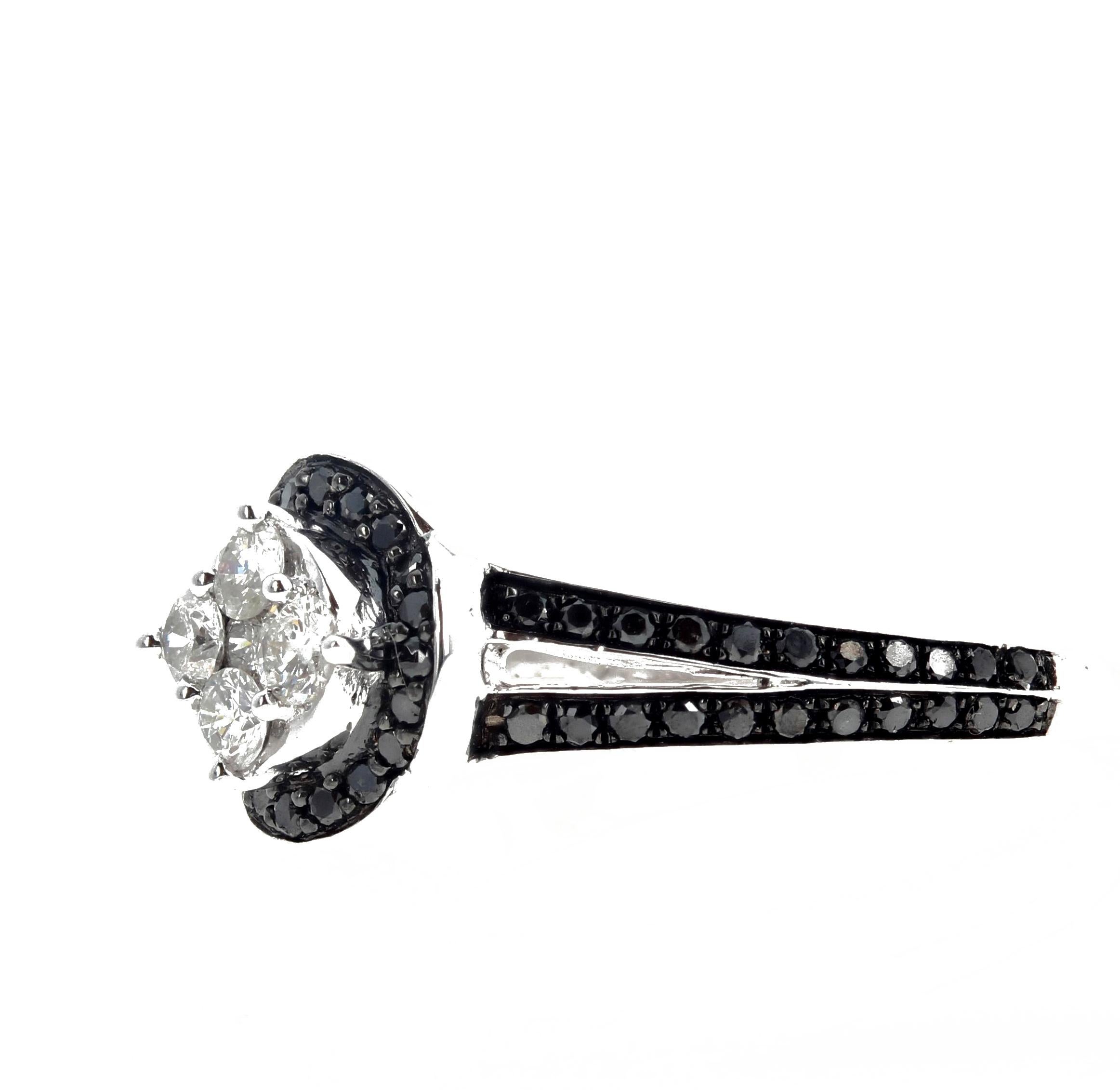 Women's Gemjunky Dalmation White Diamond & Black Diamond Engagement Ring