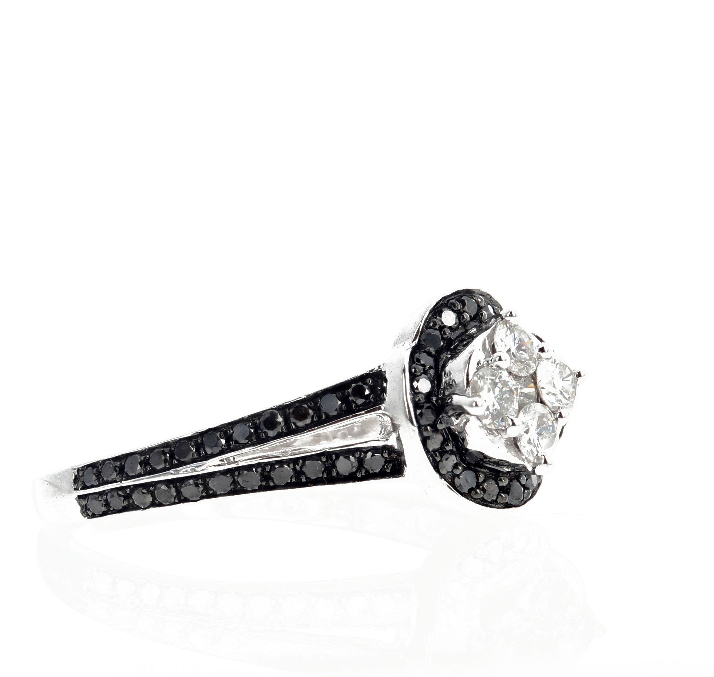 Gemjunky Dalmation White Diamond & Black Diamond Engagement Ring 2