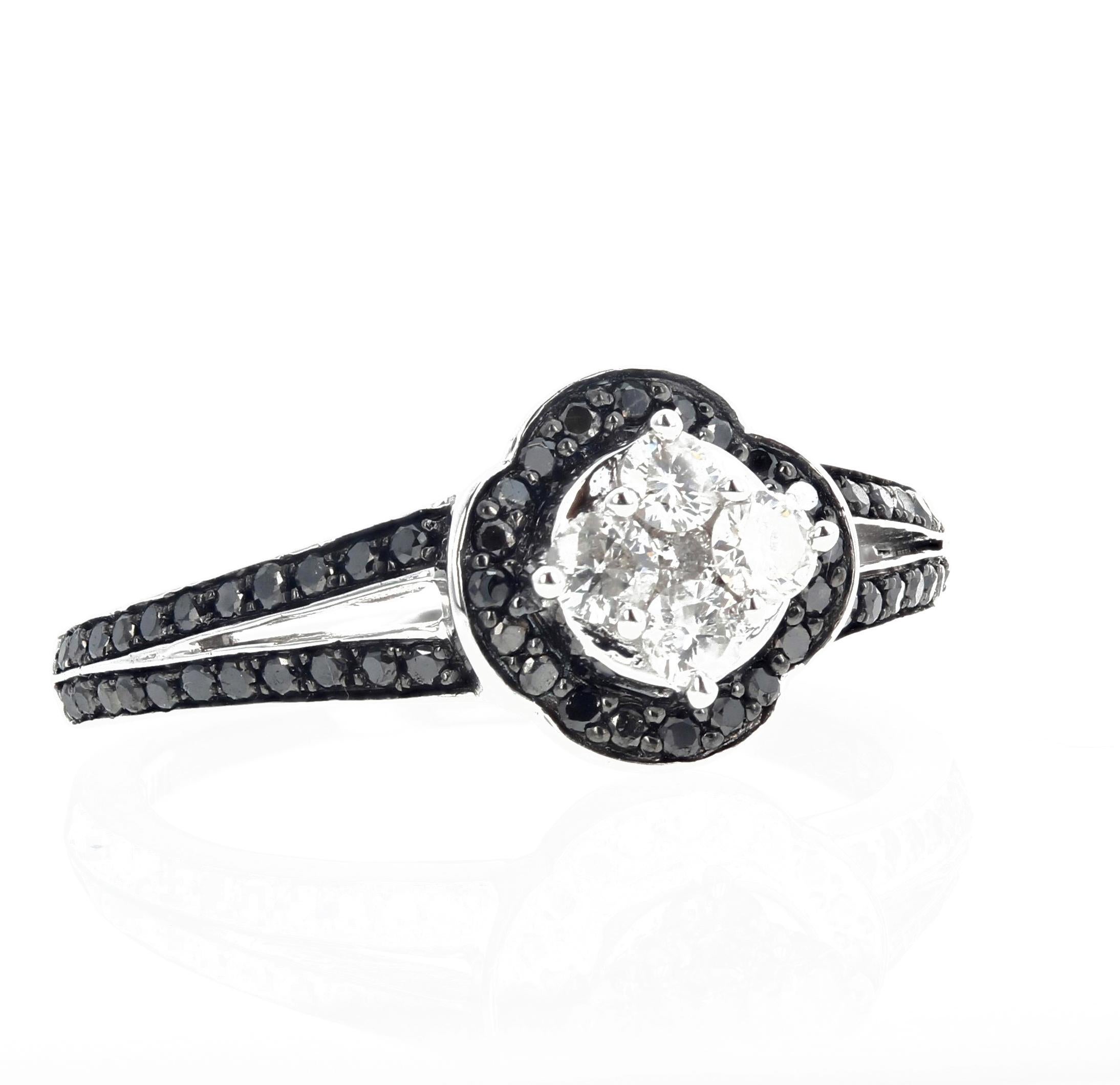 Gemjunky Dalmation White Diamond & Black Diamond Engagement Ring 3