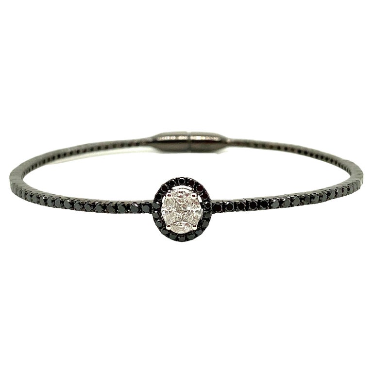 White Diamond and Blackened Gold Bracelet For Sale at 1stDibs