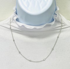 White Diamond and Chain Necklace in 14K White Gold