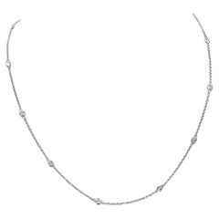 White Diamond and Chain Necklace in 14K White Gold