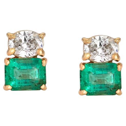 Red Enamel 14K & 18K Yellow Gold Diamond Stud Earrings