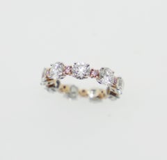 White Diamond and Natural Pink Argyle Diamond Wedding Ring