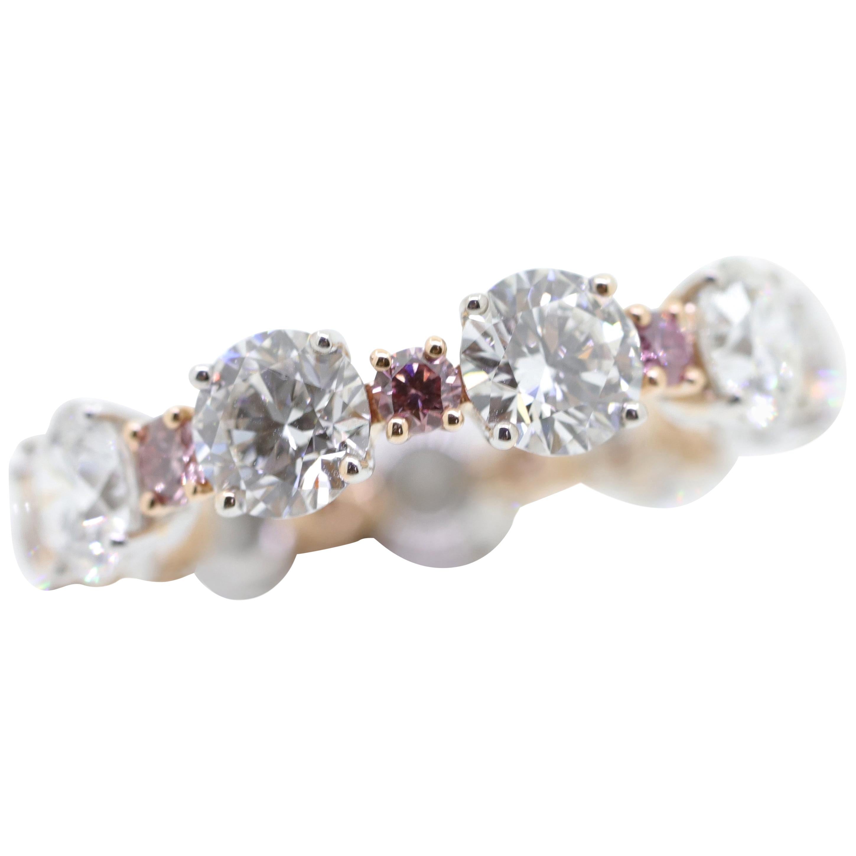White Diamond and Natural Pink Argyle Diamond Wedding Ring For Sale