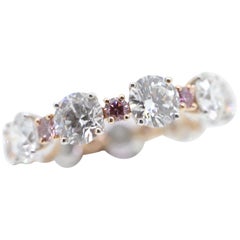 White Diamond and Natural Pink Argyle Diamond Wedding Ring