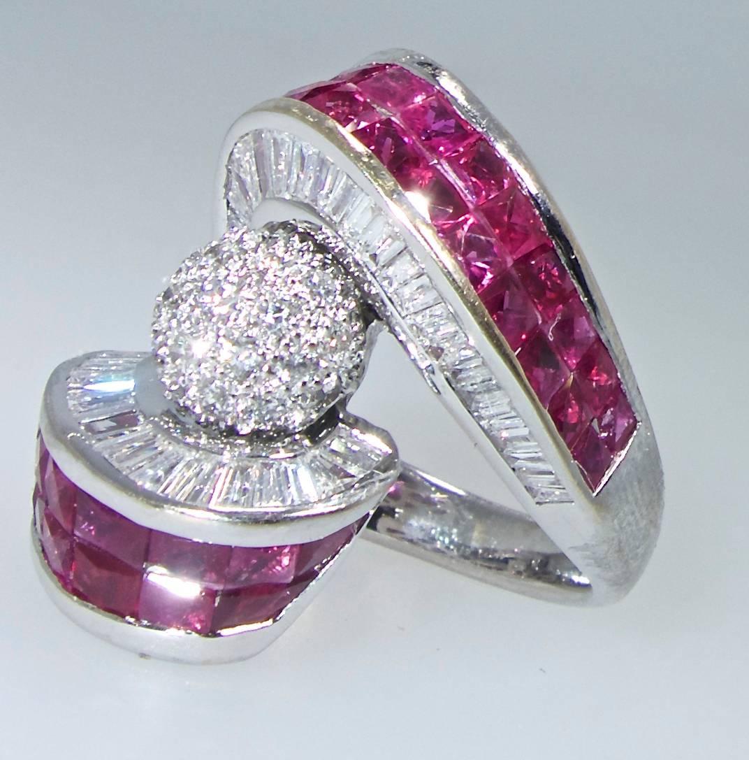 White Diamond and Natural Ruby Ring 2