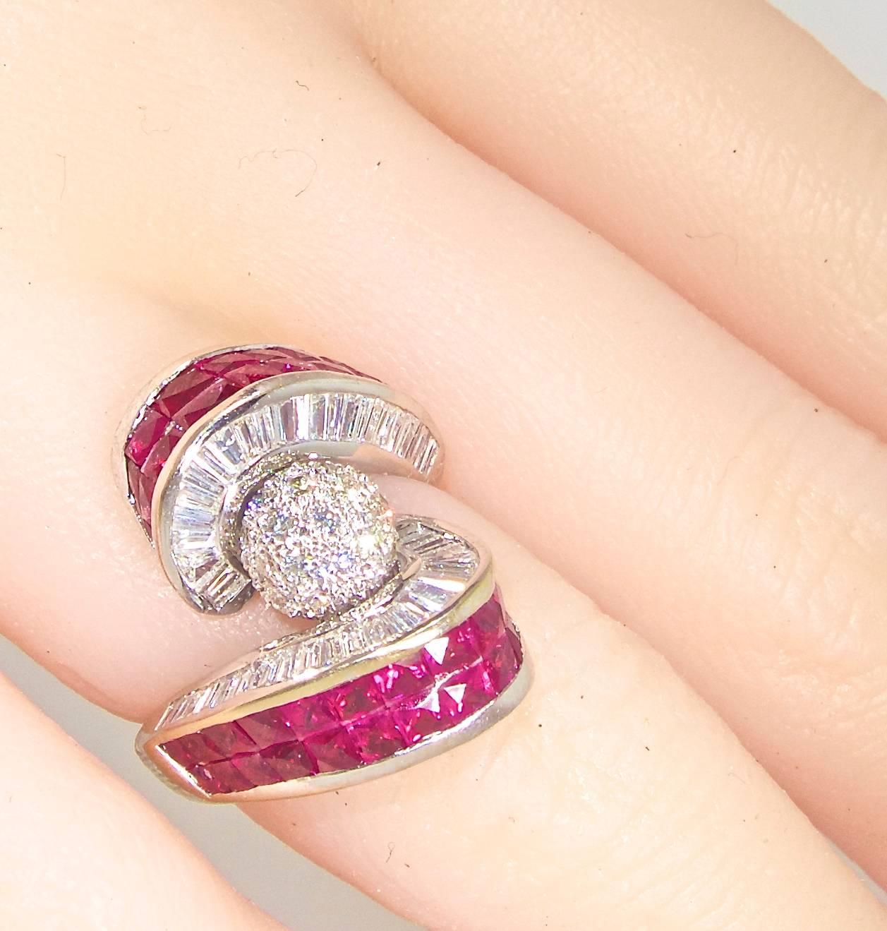 White Diamond and Natural Ruby Ring 3