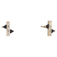 JV Insardi White Diamond and Onyx 18kt Gold Stud Earrings