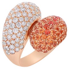 White diamond and orange sapphires contrariè cocktail ring in 18kt rose gold
