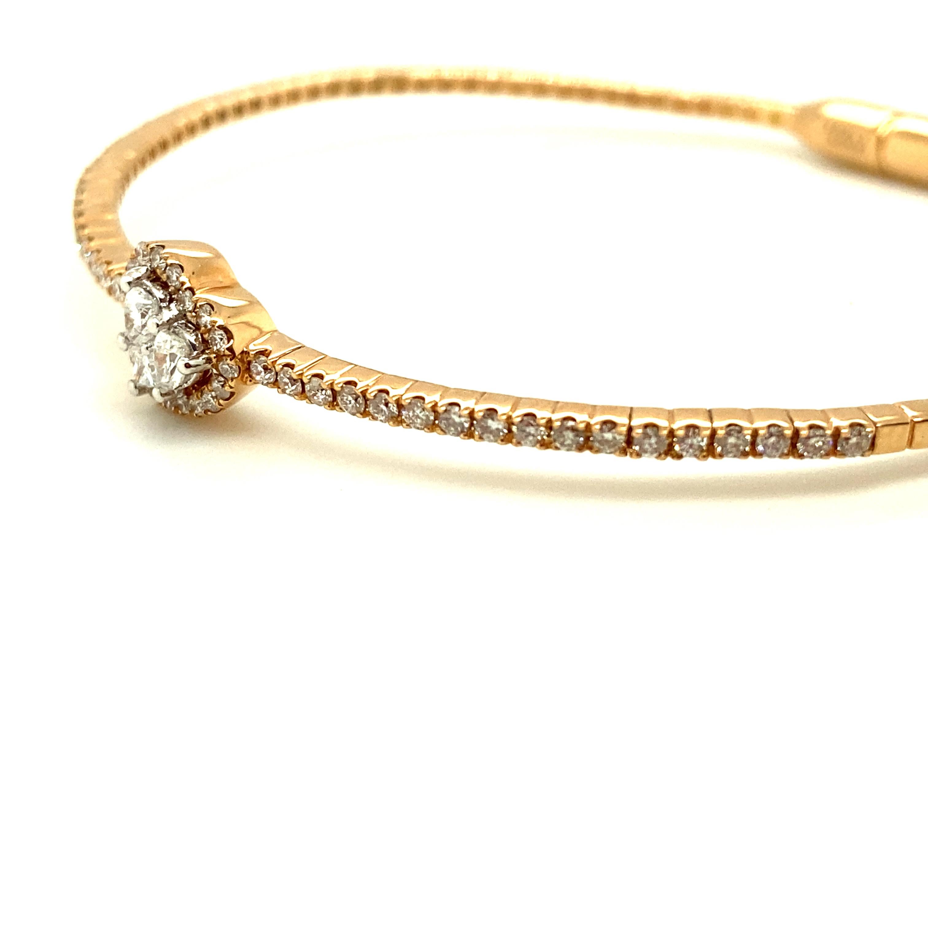 Modern White Diamond and Rose Gold Bracelet For Sale