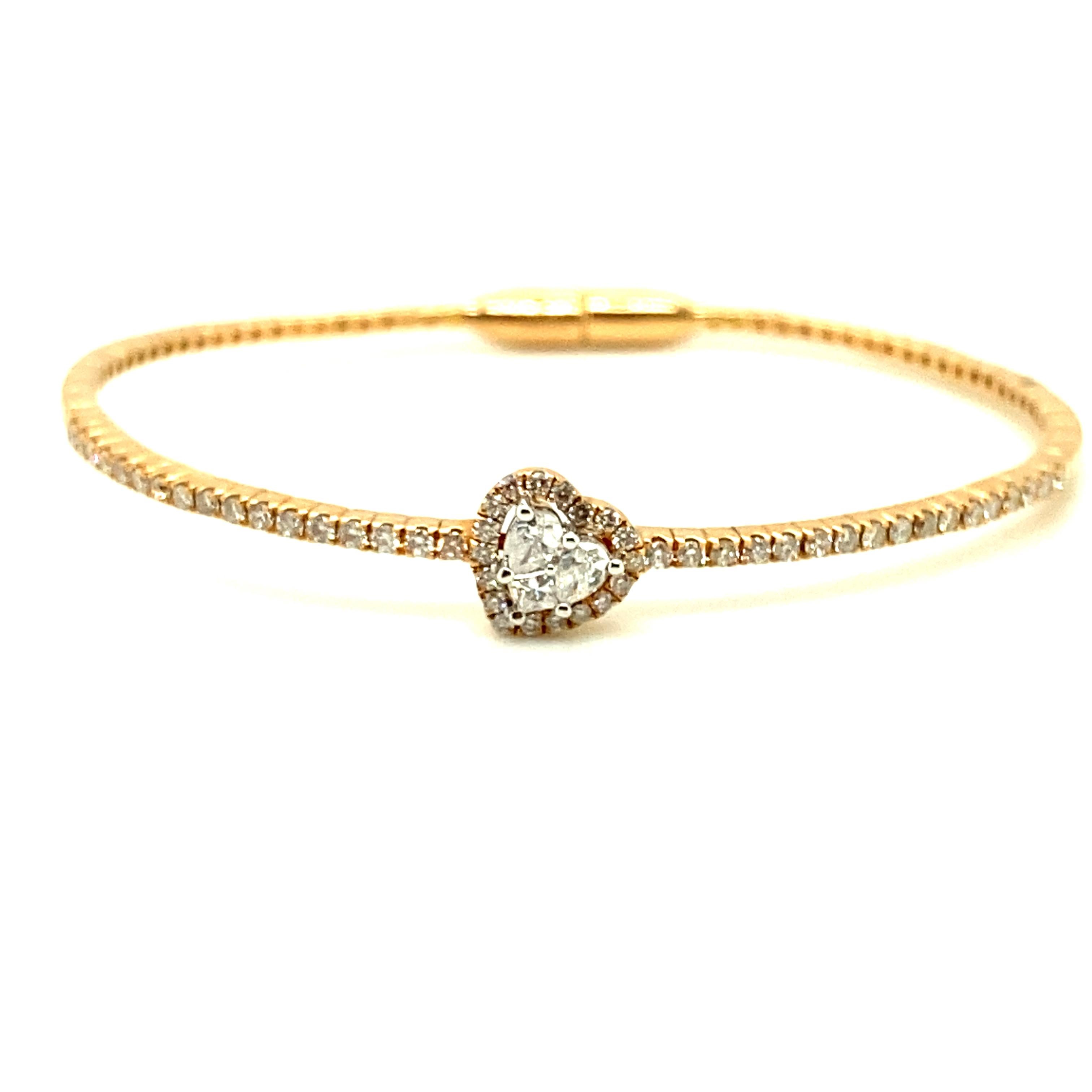 Women's or Men's White Diamond and Rose Gold Bracelet For Sale