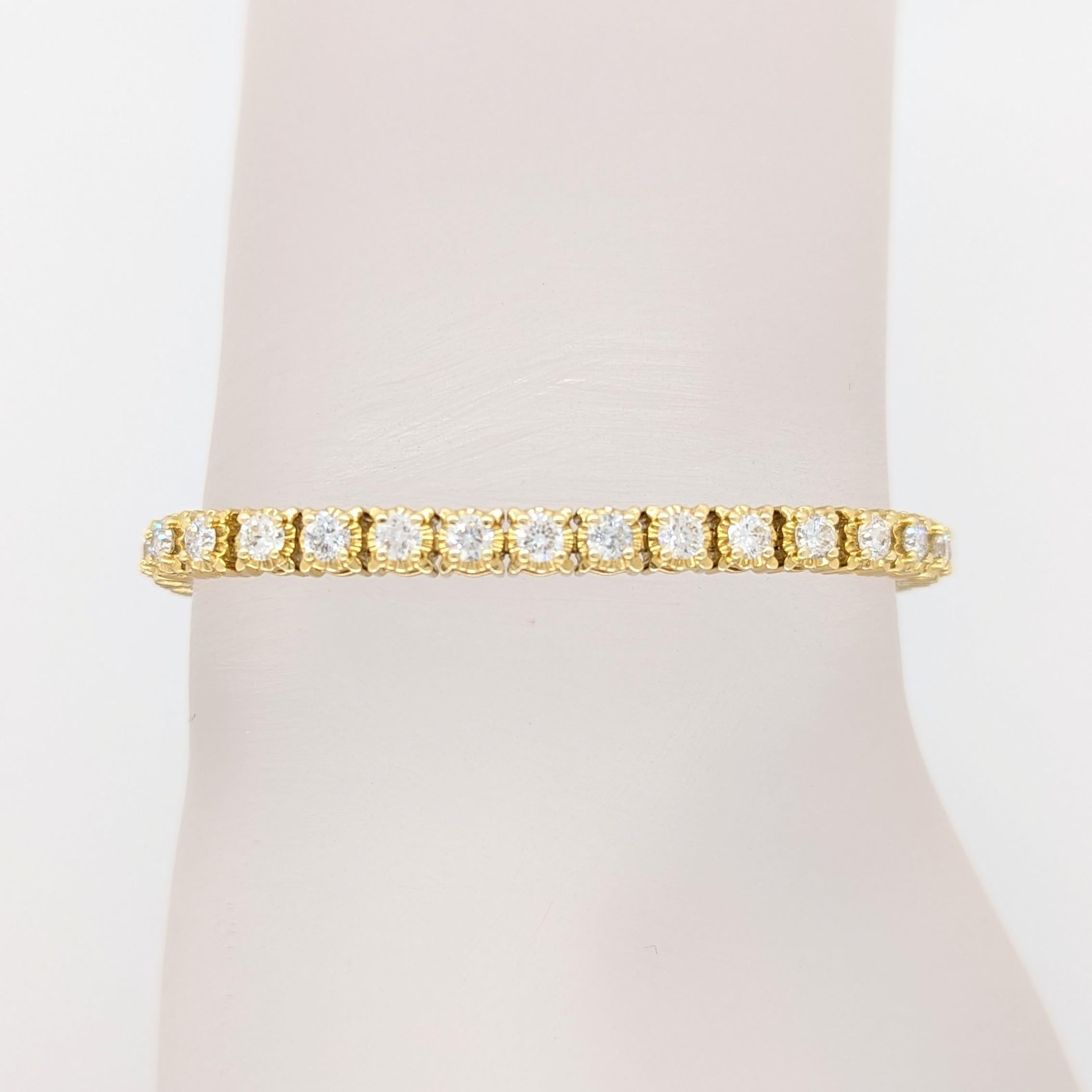 Bracelet tennis en or jaune 14 carats avec diamants blancs et rubis Neuf - En vente à Los Angeles, CA