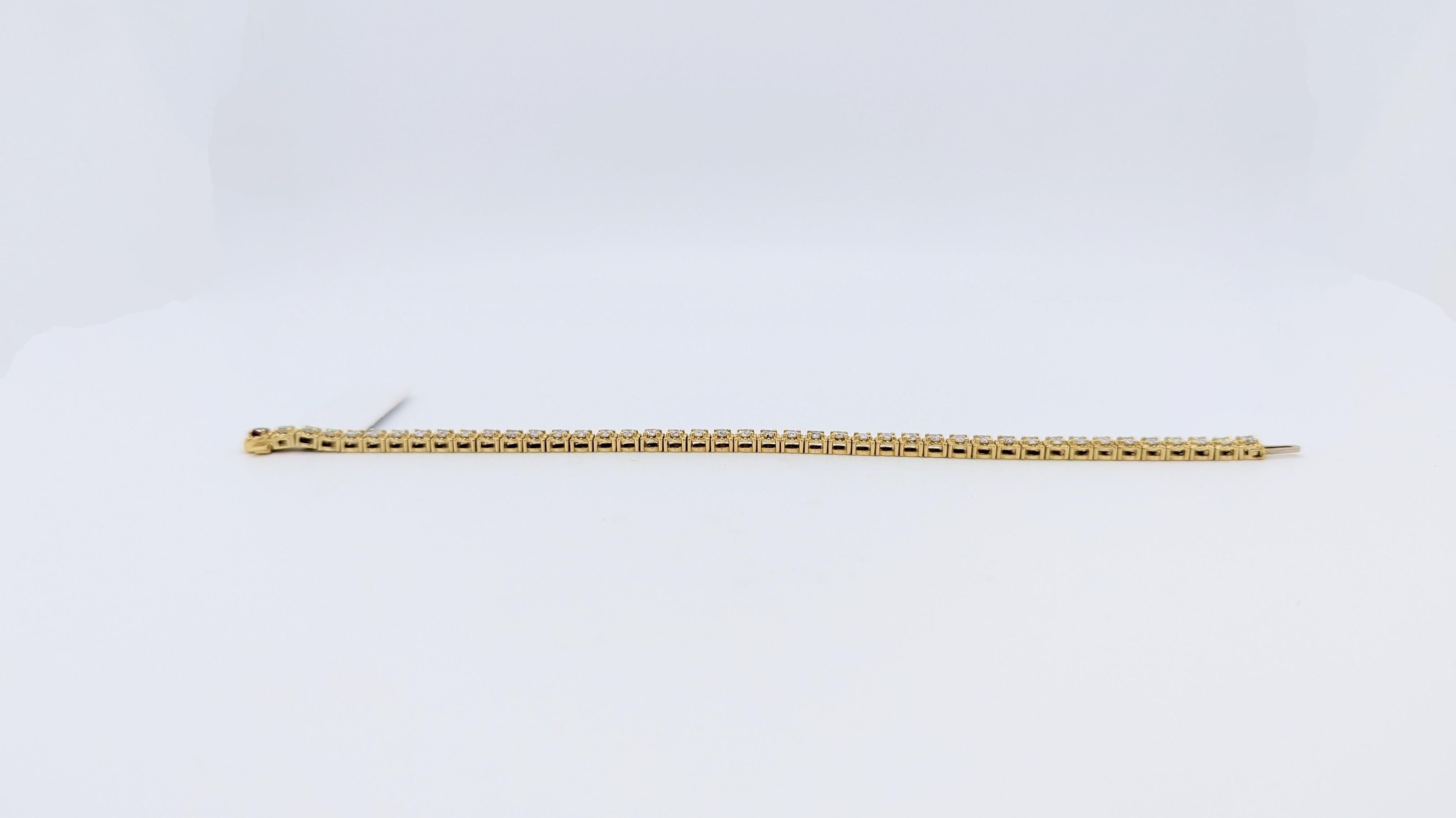 Bracelet tennis en or jaune 14 carats avec diamants blancs et rubis Unisexe en vente