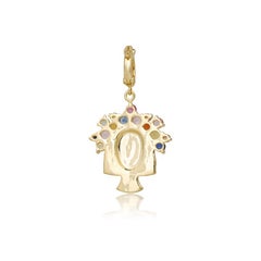Pendentif Vierge du Zodiac en diamant blanc et saphir