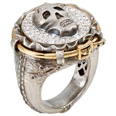 White Diamond and Skull Day of the Dead Jean Ring