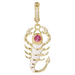 Pendentif Scorpion Zodiac en diamant blanc et tourmaline