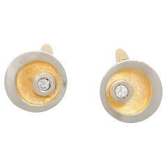White Diamond and Two Tone Gold Cufflinks