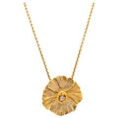 White and Yellow Gold "Flower" Pendant Necklace with Gold Chain