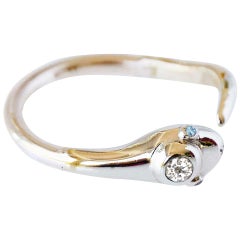 White Diamond Aquamarine Snake Ring Cocktail Ring Gold J Dauphin