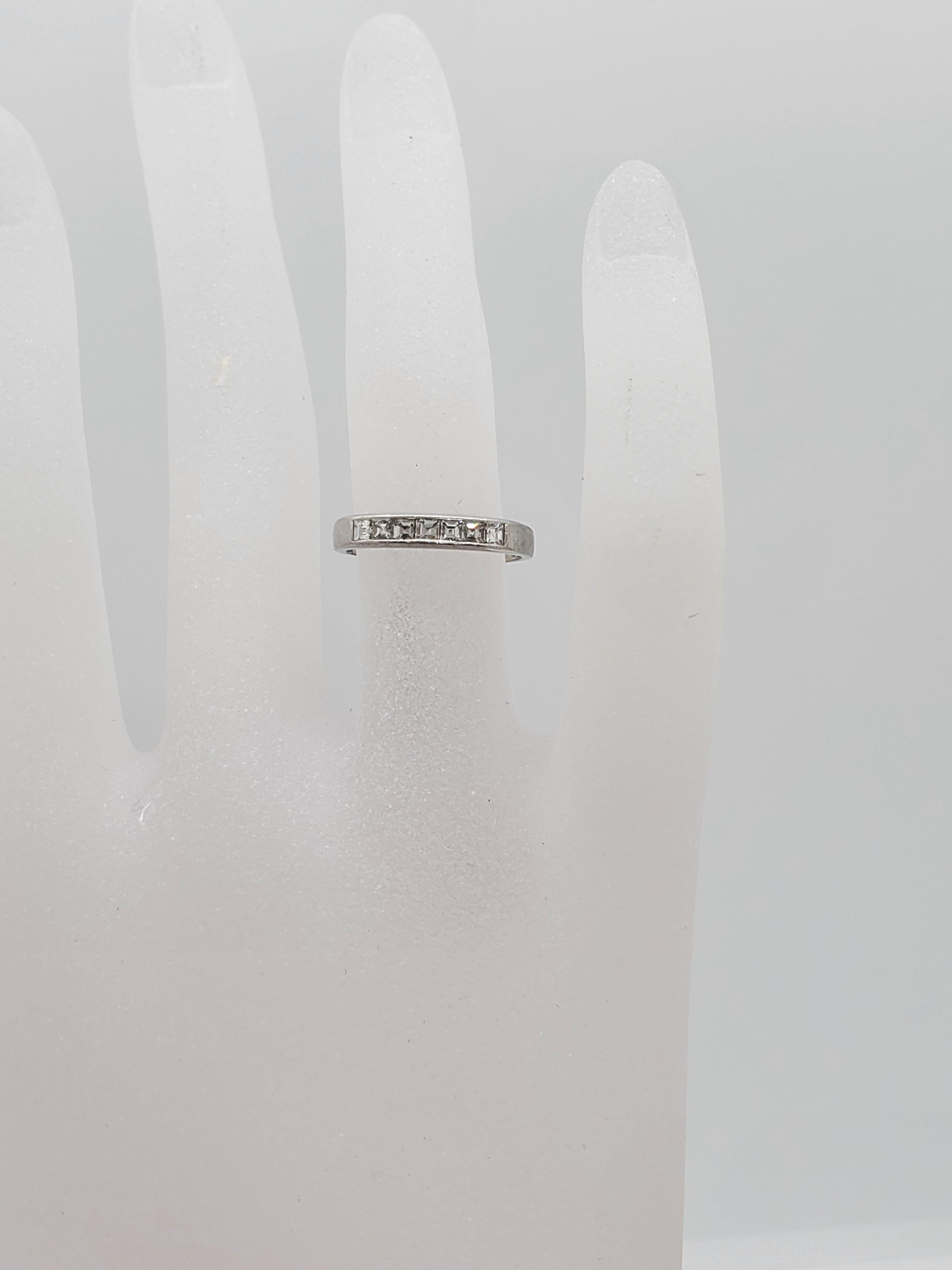 Estate 0.31ctw White Diamond Asscher Cut PT900 3.00gr Ring Size 5.25
