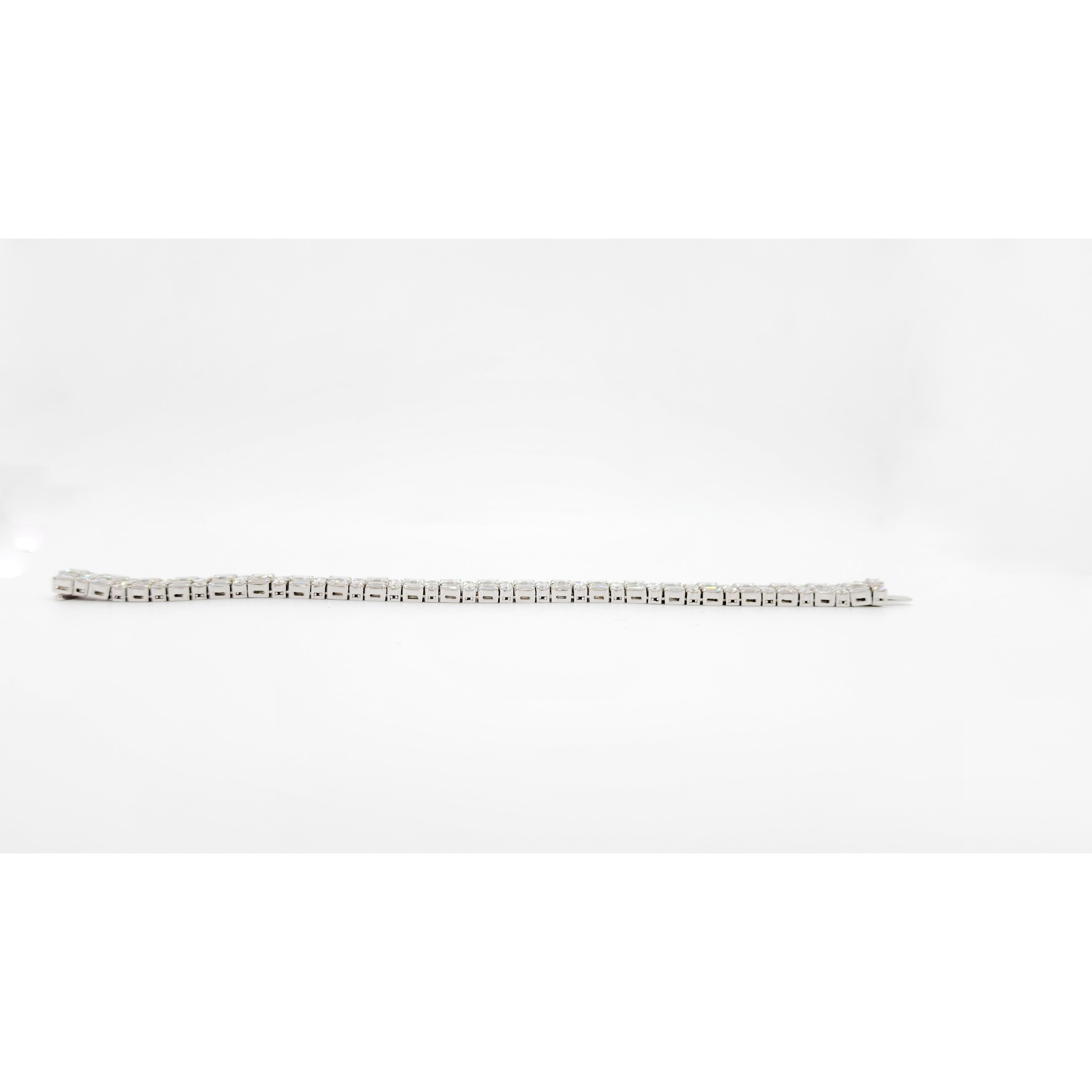 White Diamond Asscher, Emerald, and Round Cut Bracelet in 18k White Gold 2