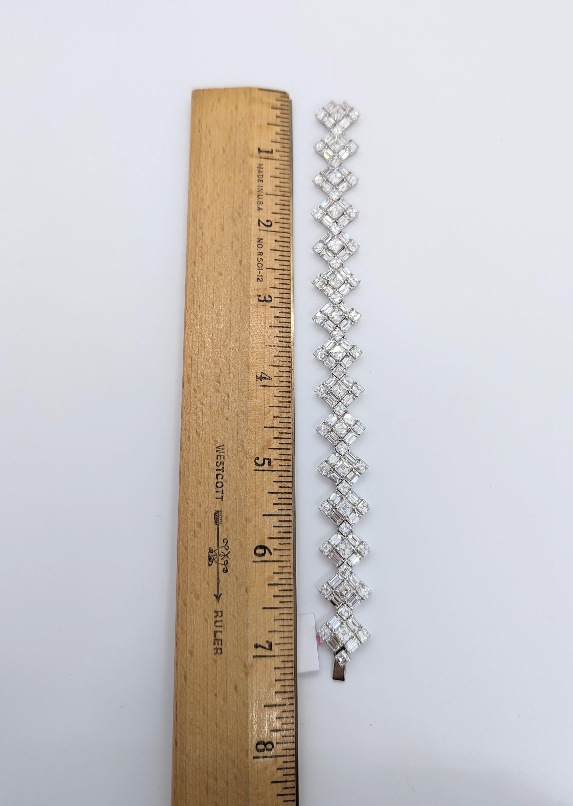 Weißes Diamantarmband im Asscher- und Smaragdschliff aus 18 Karat Weißgold für Damen oder Herren im Angebot