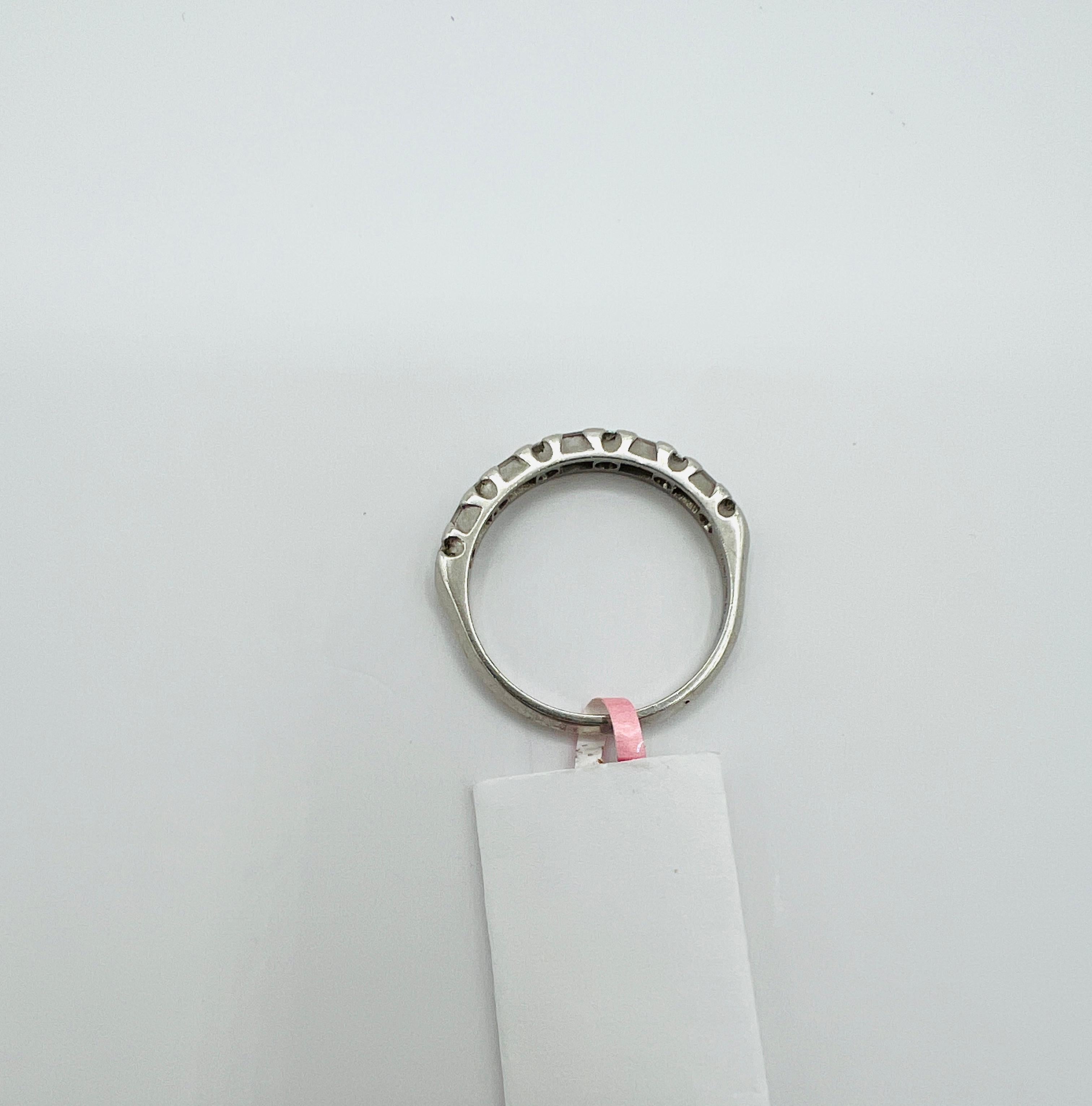 White Diamond Baguette and Round Band Ring in Platinum For Sale 1