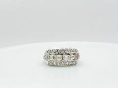 White Diamond Baguette and Round Ring in Platinum