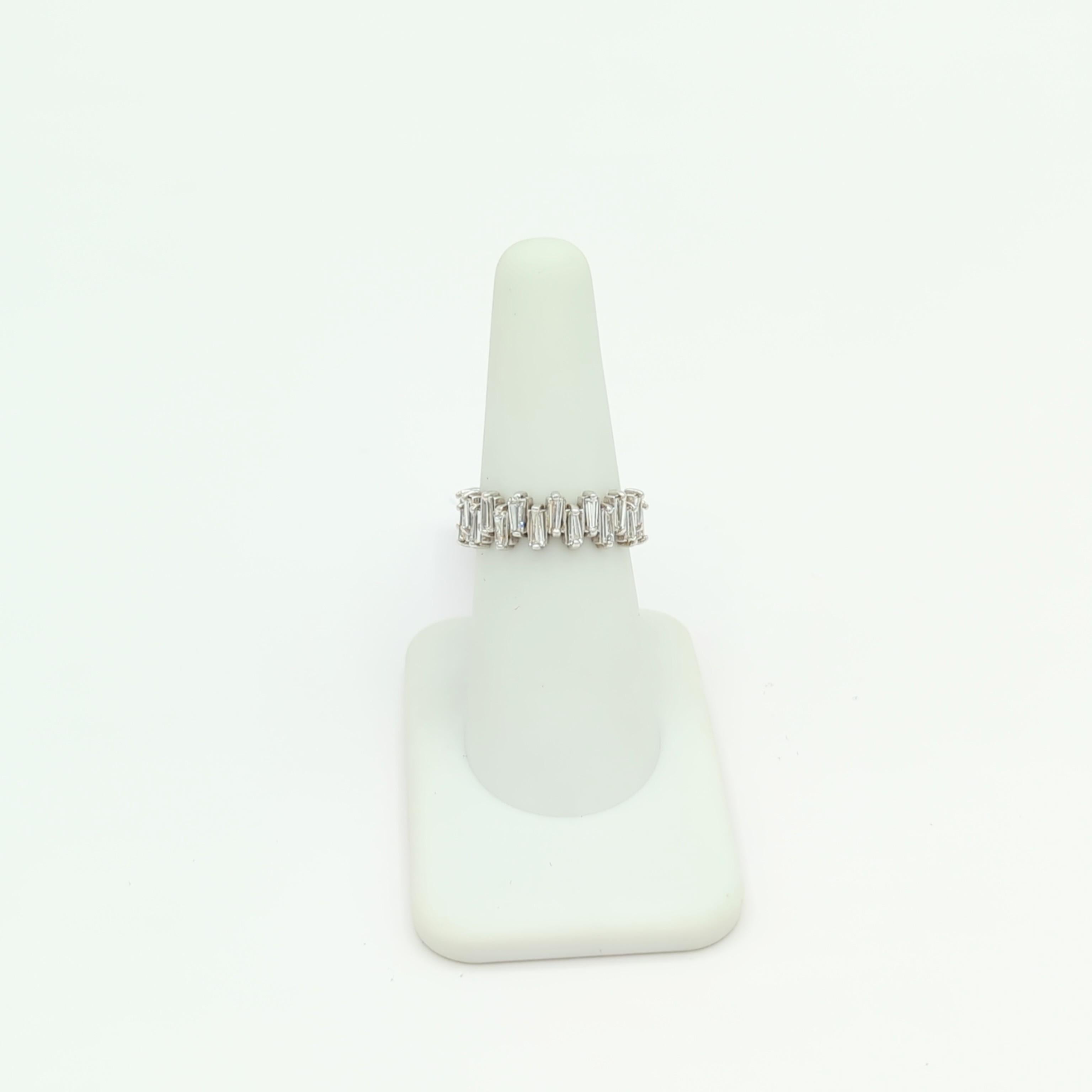 White Diamond Baguette Ring in 14K White Gold For Sale 3