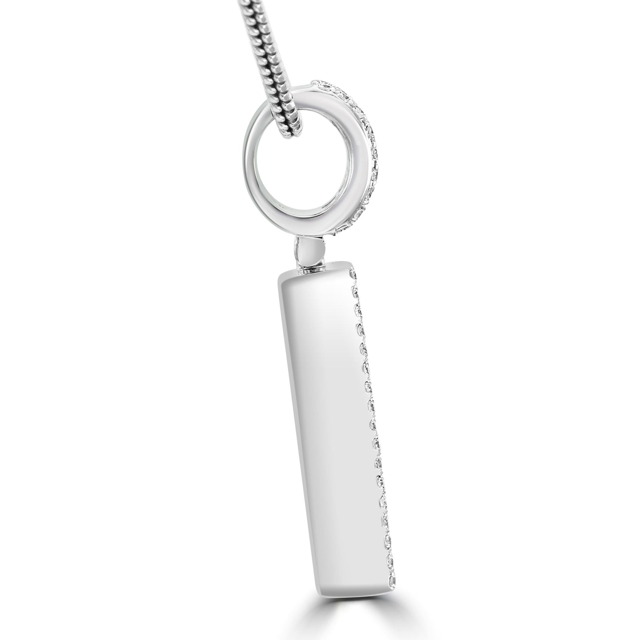 Modern White Diamond Baguette & Round 14 Karat White Gold Letter 
