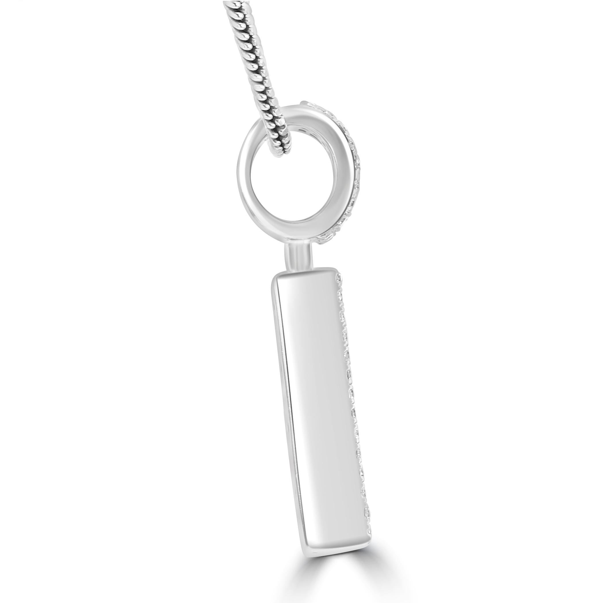 Make a bold statement of luxury & elegance with our fashion statement letter pendant. 

The pendant features 0.87 carats of baguette diamonds, carefully set by our master artisans by hand to create a sleek and modern aesthetic. The clean lines and