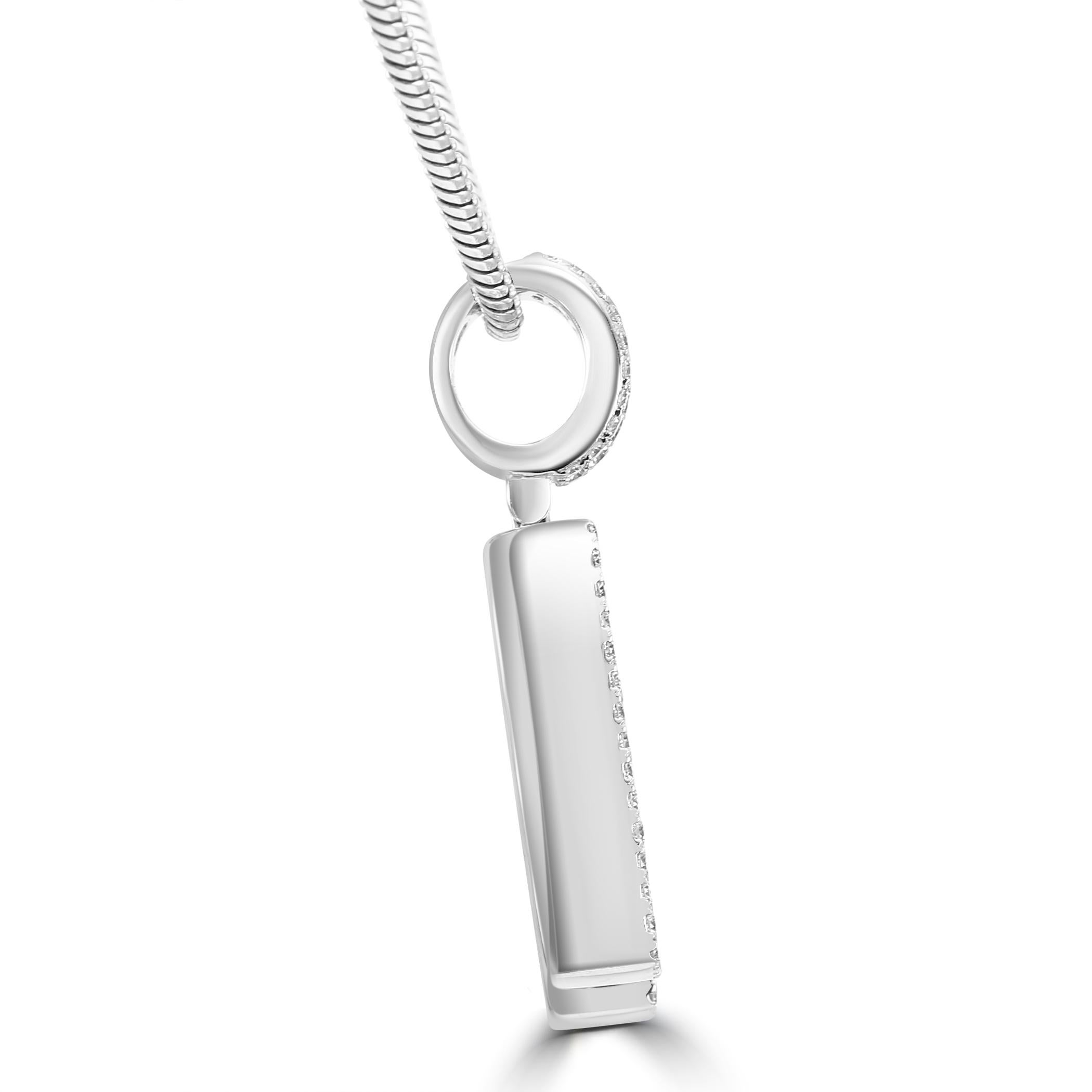 Modern White Diamond Baguette & Round 14 Karat White Gold Letter 