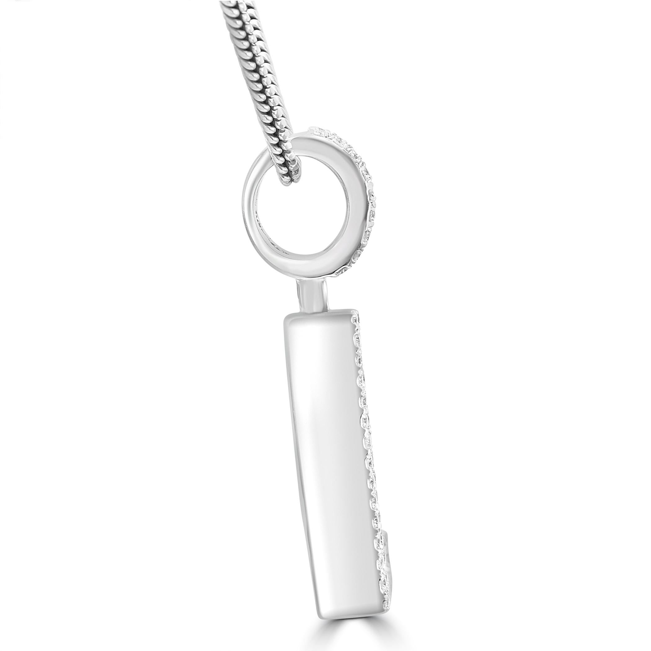 Modern White Diamond Baguette & Round 14 Karat White Gold Letter 