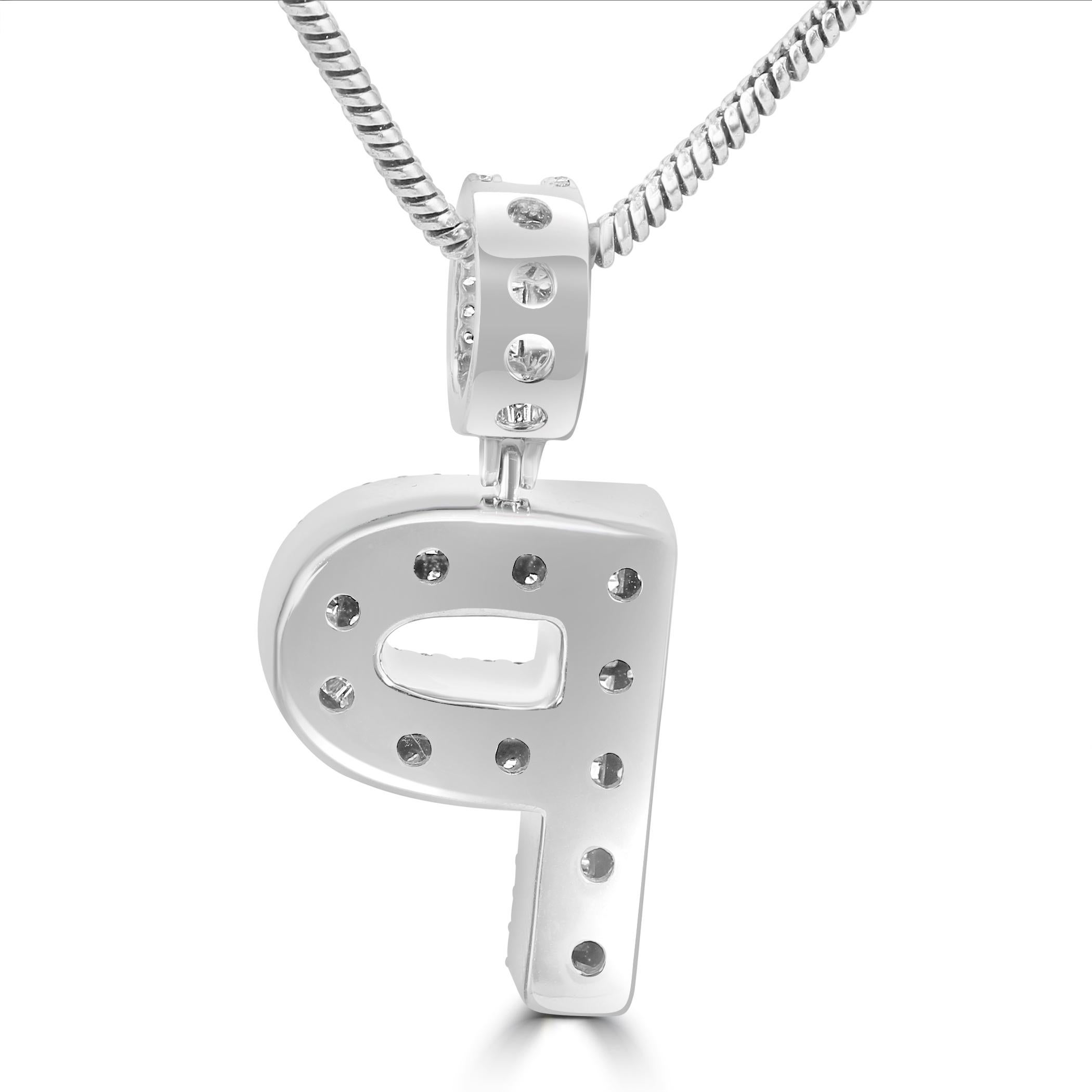 Make a bold statement of luxury & elegance with our fashion statement letter pendant. 

The pendant features 0.65 carats of baguette diamonds, carefully set by our master artisans by hand to create a sleek and modern aesthetic. The clean lines and