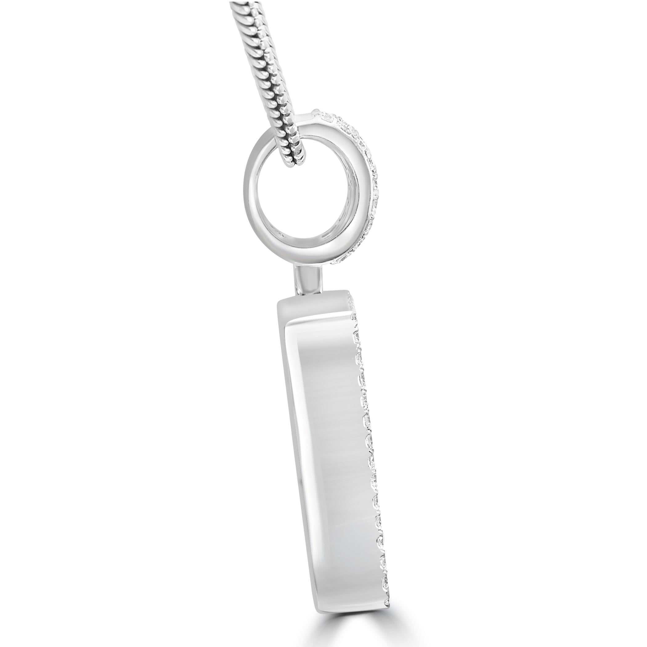 Baguette Cut White Diamond Baguette & Round 14 Karat White Gold Letter 