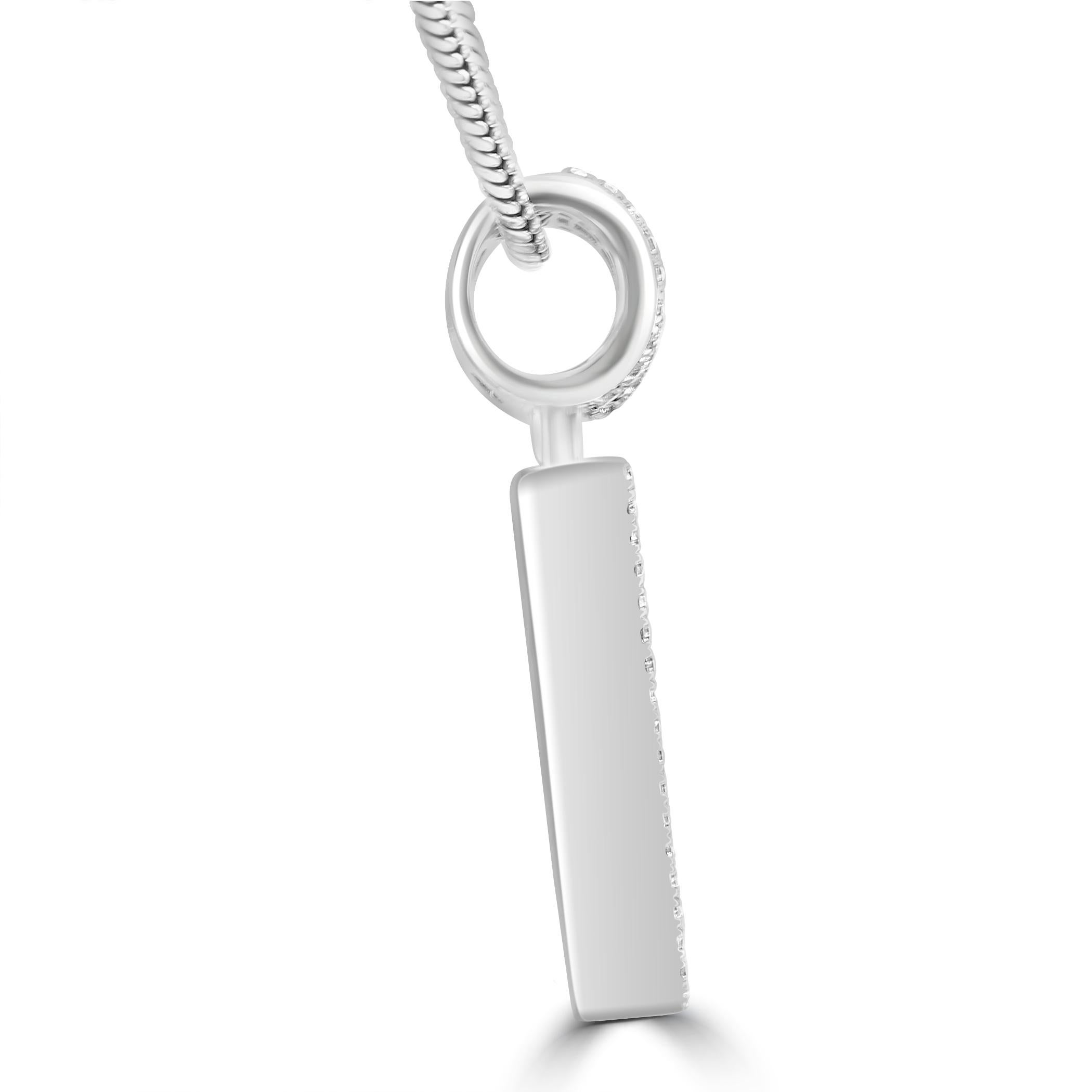 Modern White Diamond Baguette & Round 14 Karat White Gold Letter 
