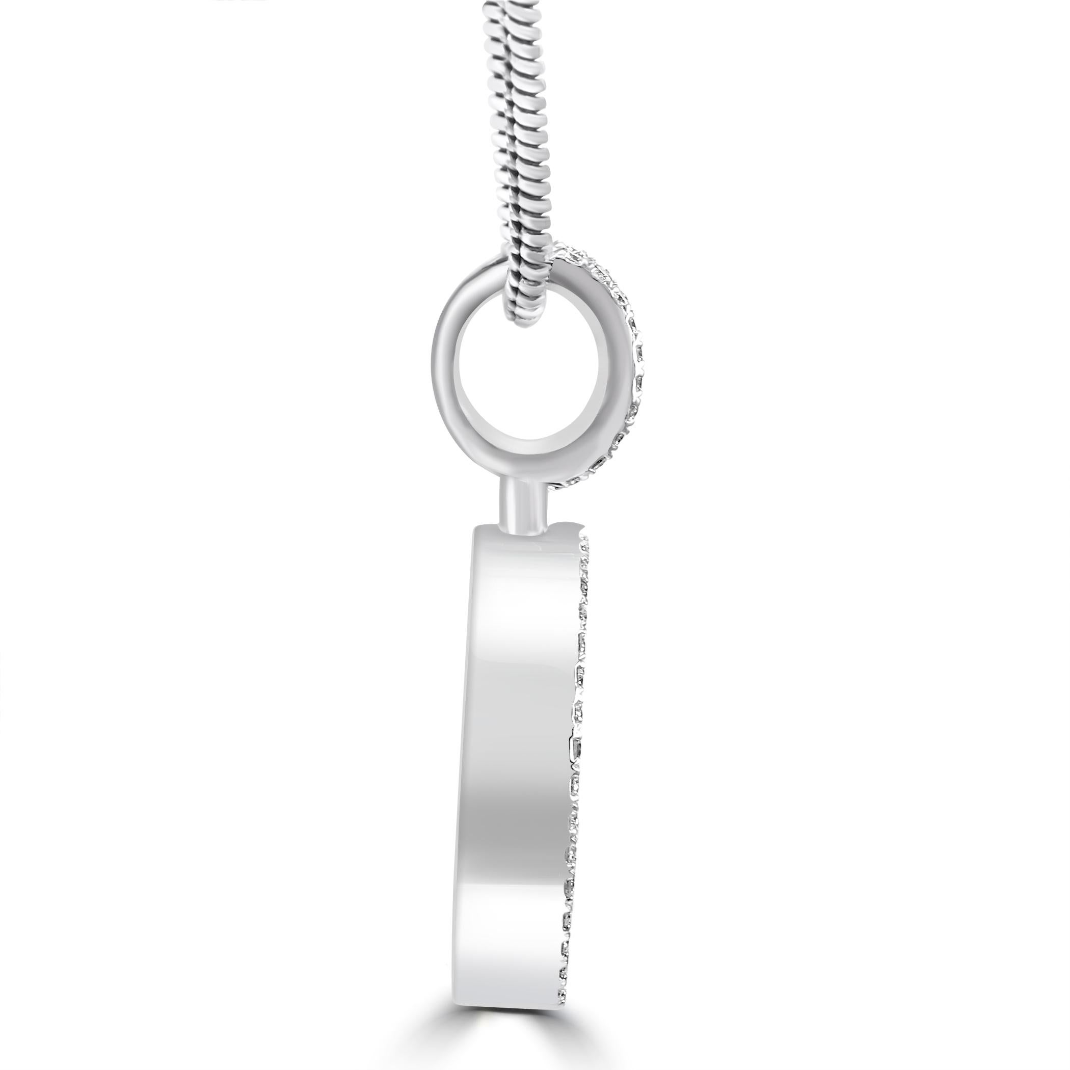 Moderno Ciondolo alla moda con diamante bianco Baguette e rotondo in oro bianco 18 carati A.I.C. in vendita