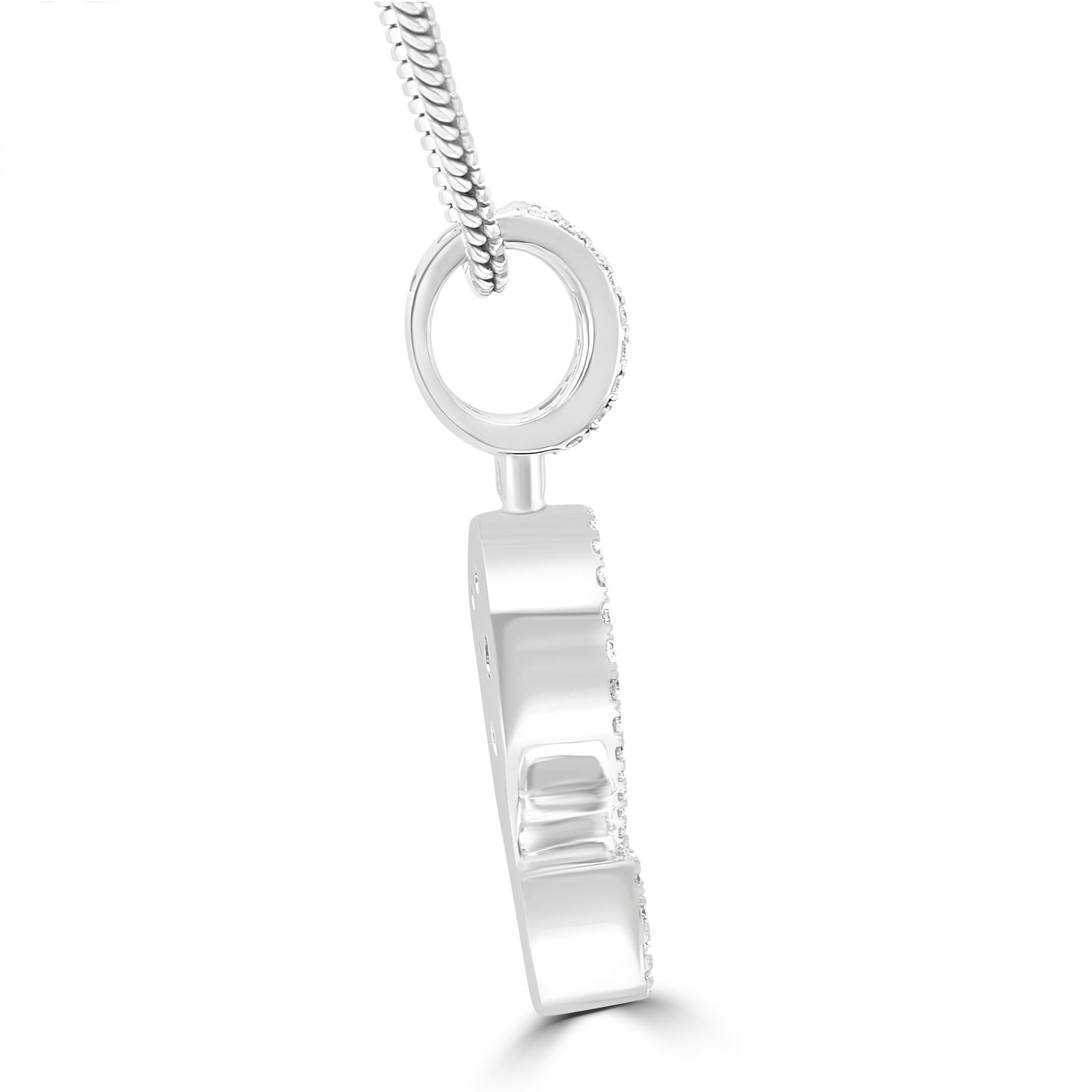 Modern White Diamond Baguette & Round 18 Karat White Gold Letter 