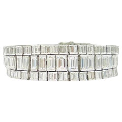 White Diamond Baguette Three Row Bracelet in Platinum White Diamond Baguette Three Row Bracelet in Platinum