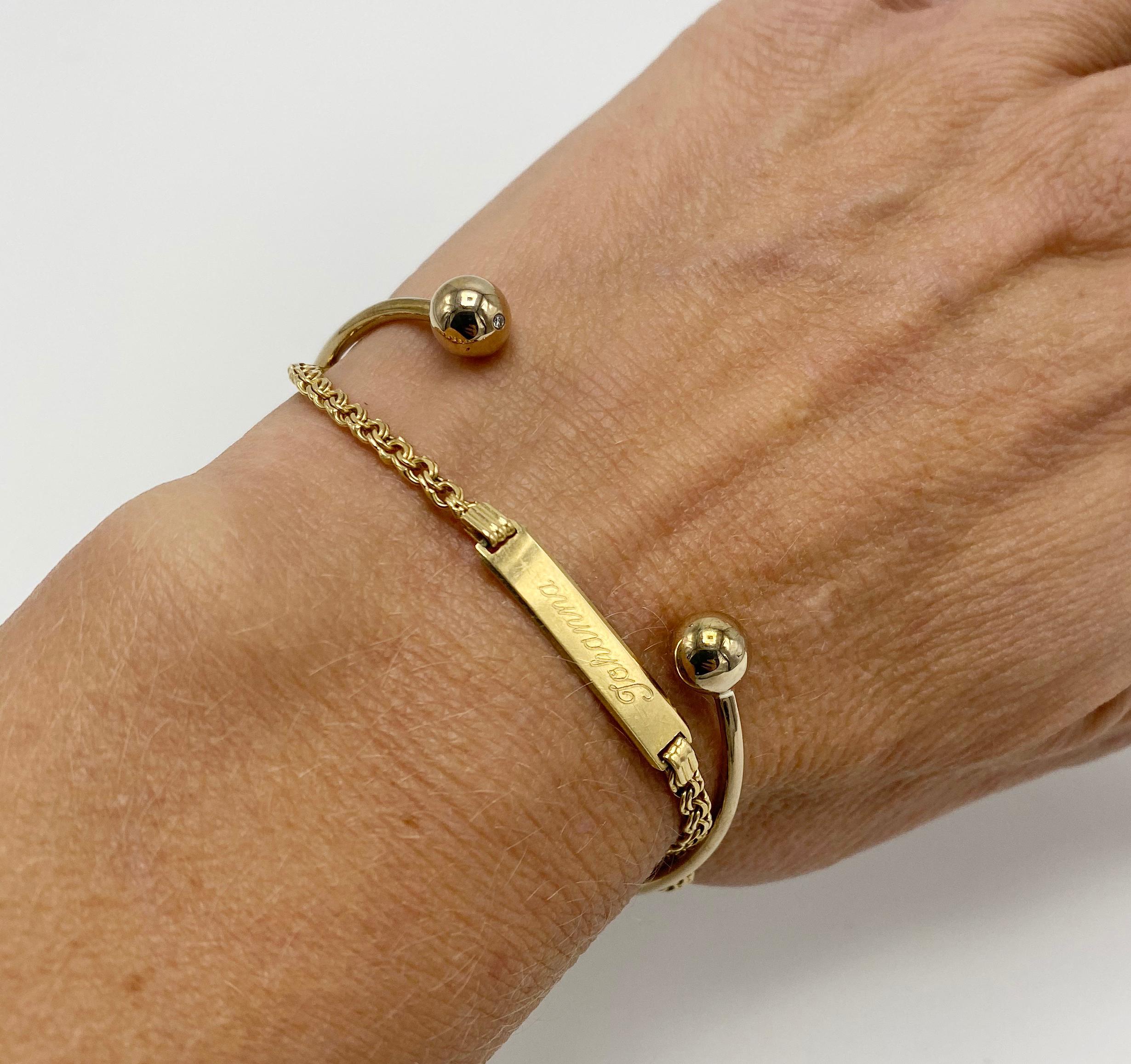 Bracciale a sfere con diamanti bianchi, regolabile e impilabile, placcato in oro

J DAUPHIN 
