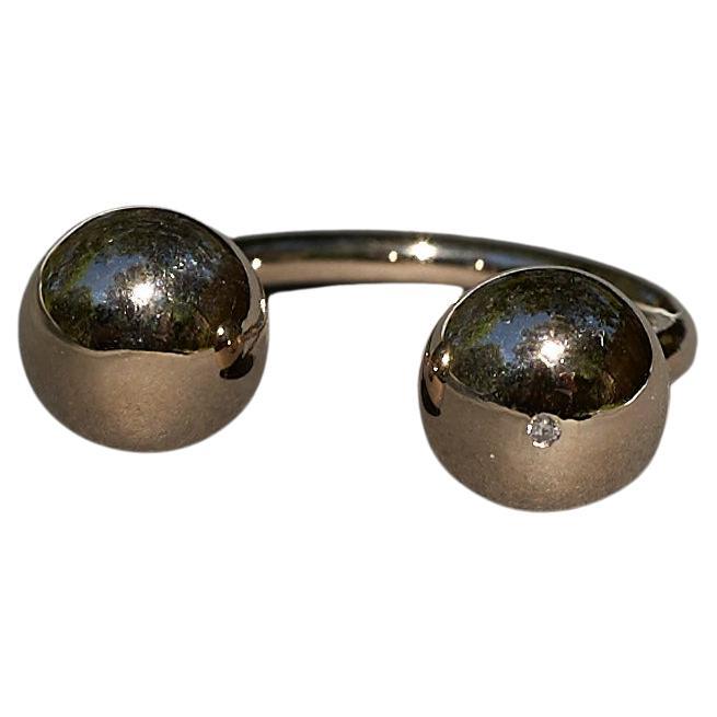 Weißer Diamant Kugel Ring Cocktail Ring Mode Ring Bronze J DAUPHIN
J DAUPHIN 