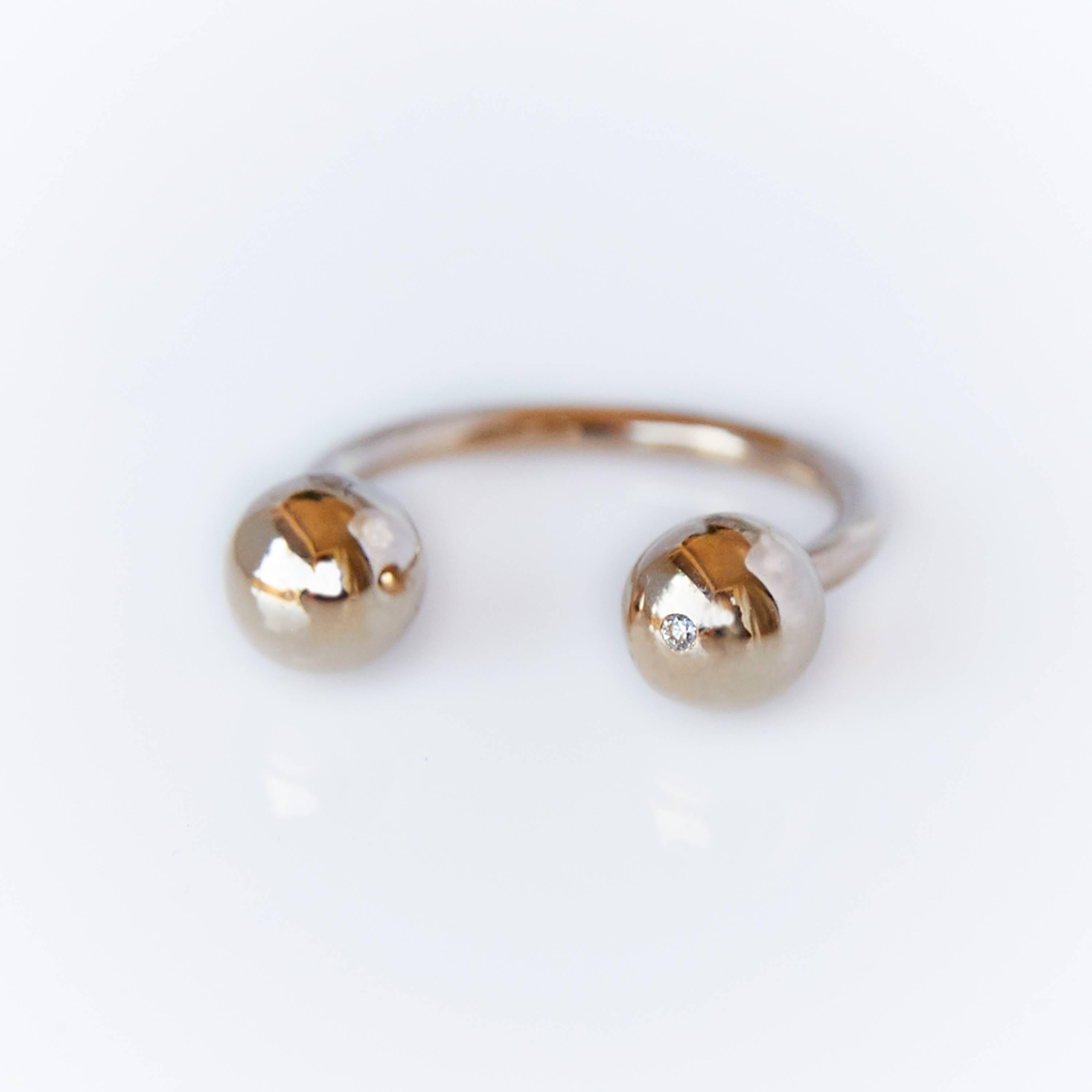 Brilliant Cut White Diamond Ball Stackable Cocktail Ring J Dauphin