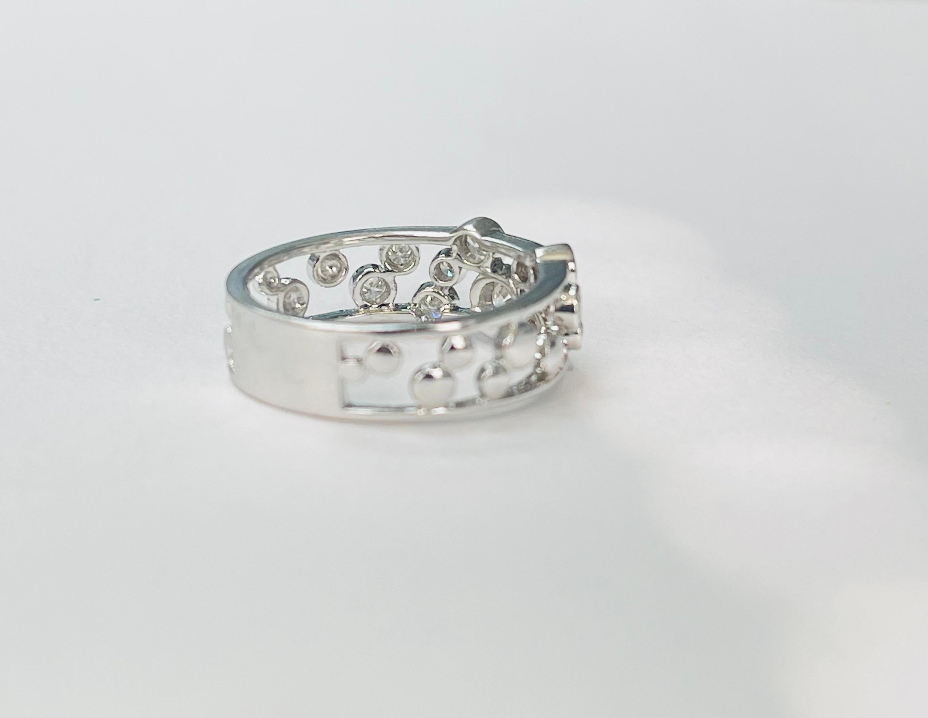 White Diamond Band in 18k White Gold For Sale 1