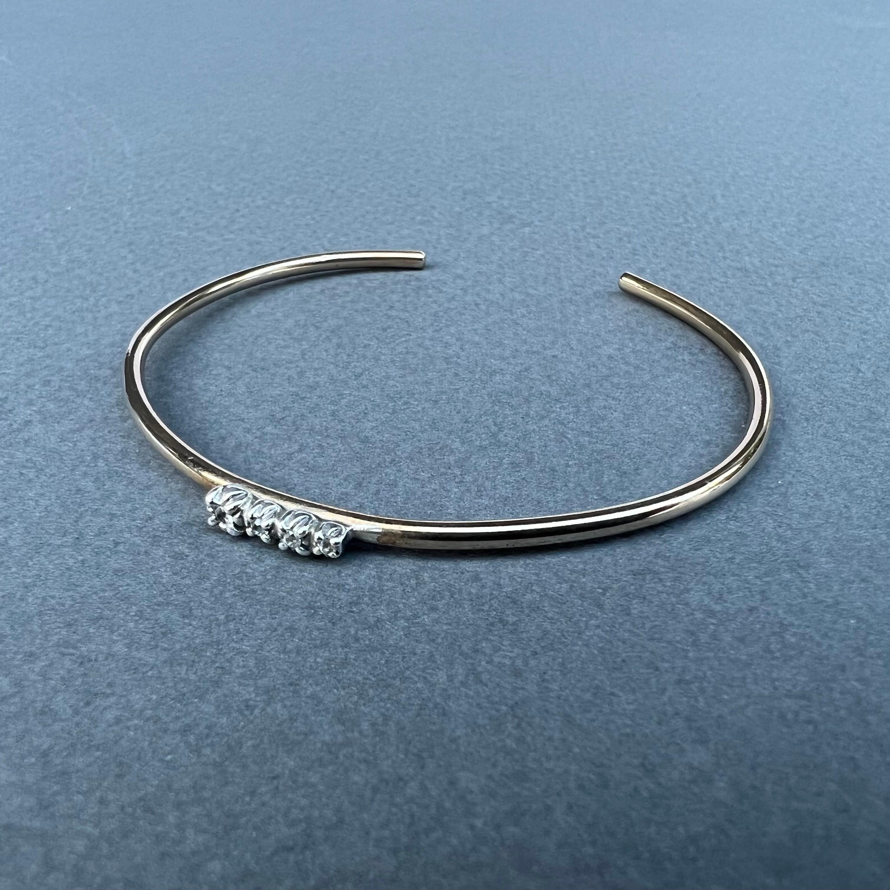 Contemporain J Dauphin, bracelet jonc ancien serti de diamants blancs en vente